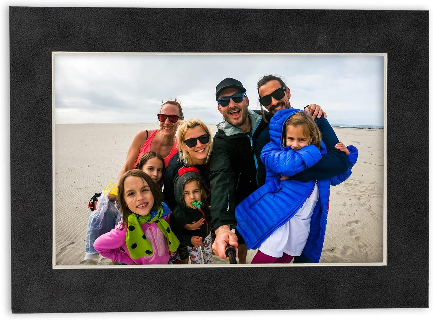 11x14 Mat Bevel Cut for 8.5x11 Photos - Acid Free Dark Grey Suede Precut Matboard With Backing Board and Crystal Clear, Self Seal Photo Mat Bag - For Pictures, Photos, Framing - 4-ply Thickness