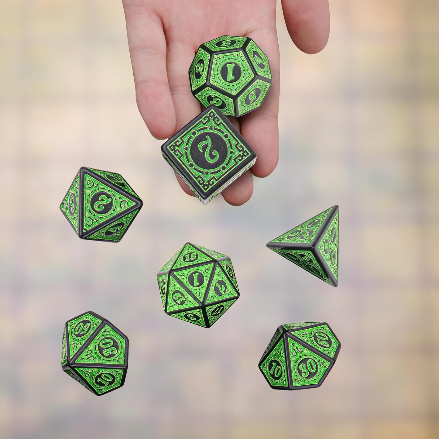 Coyeekn DND Dice Polyhedral Dice, 5 Sets of Dragons and Dungeons,RPG MTG Table Game Vintage Dice Carving Dice (35Pieces)