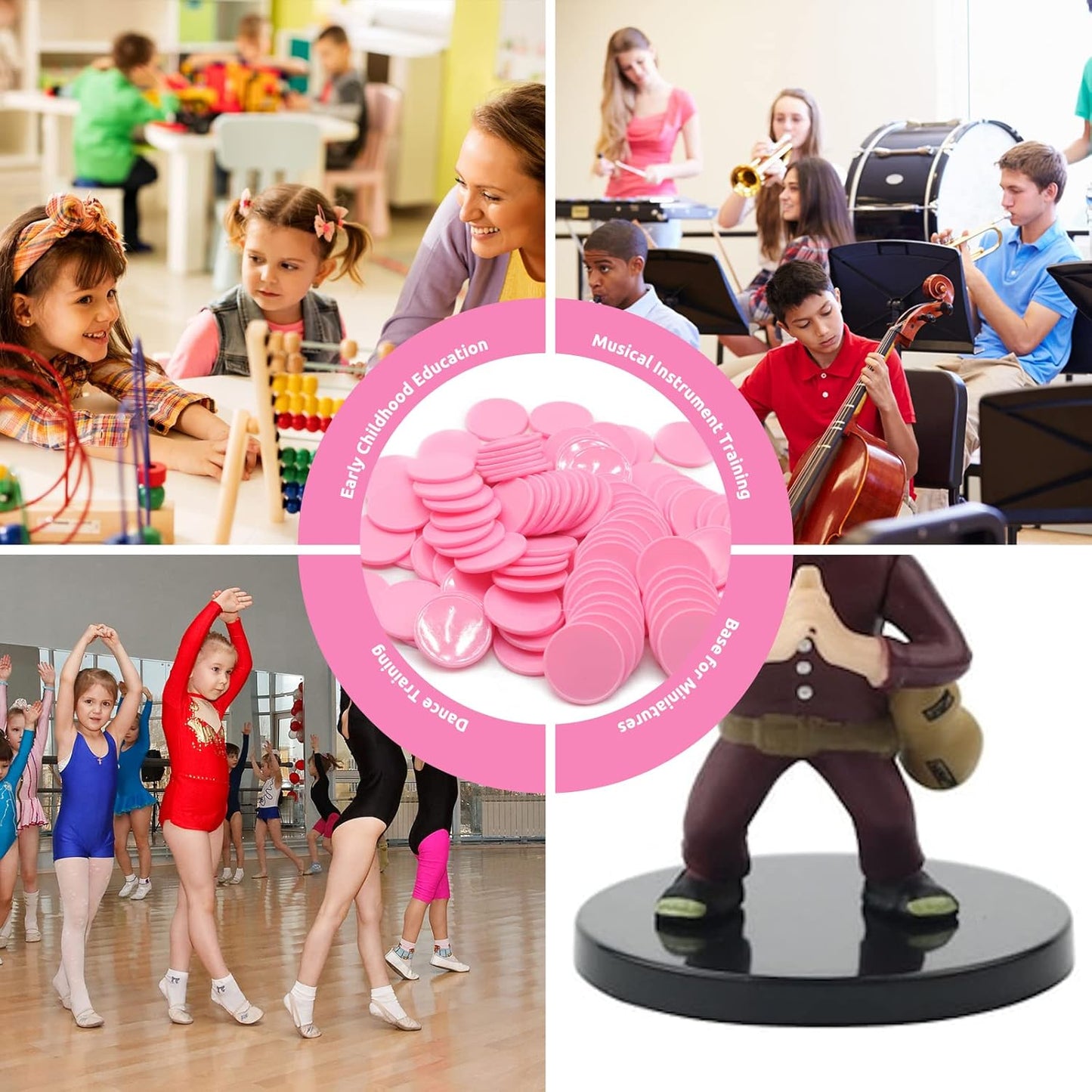 Set of 100 Opaque Plastic Learning Counters Mini Poker Chips Game Tokens with Storage Box (Pink, 1 Inch)