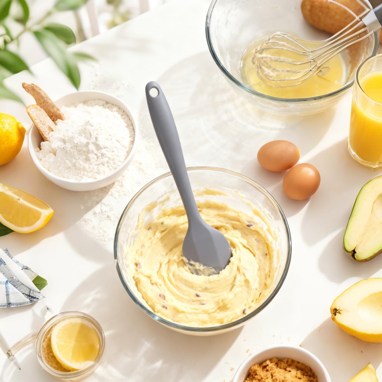 Silicone Spatula Set - Rubber Spatula - 600°F Heat Resistant Baking Spoon & Spatulas(Dark Grey)