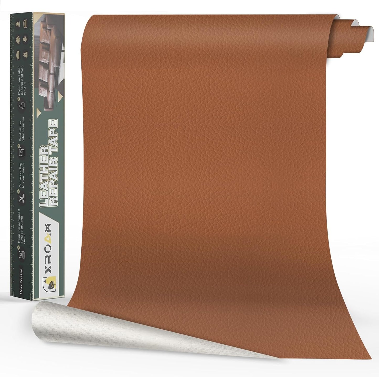 Leather Repair Tape, 23.6x79 inch Leather Patches for Furniture, Self Adhesive Leather Repair Patch for Sofas, Couches, Leather Covers, Seats, Chairs, Vinyl Repair Tape Light Brown