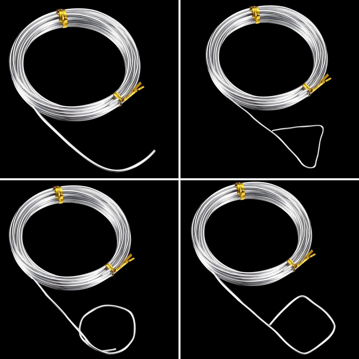 BBTO Aluminum Craft Wire, 4 Sizes (1 mm, 1.5 mm, 2 mm and 2.5 mm in Thickness) Bendable Metal Wire for DIY Sculpture and Crafts, 4 Rolls, Each Roll 16.4 Feet (Silver)