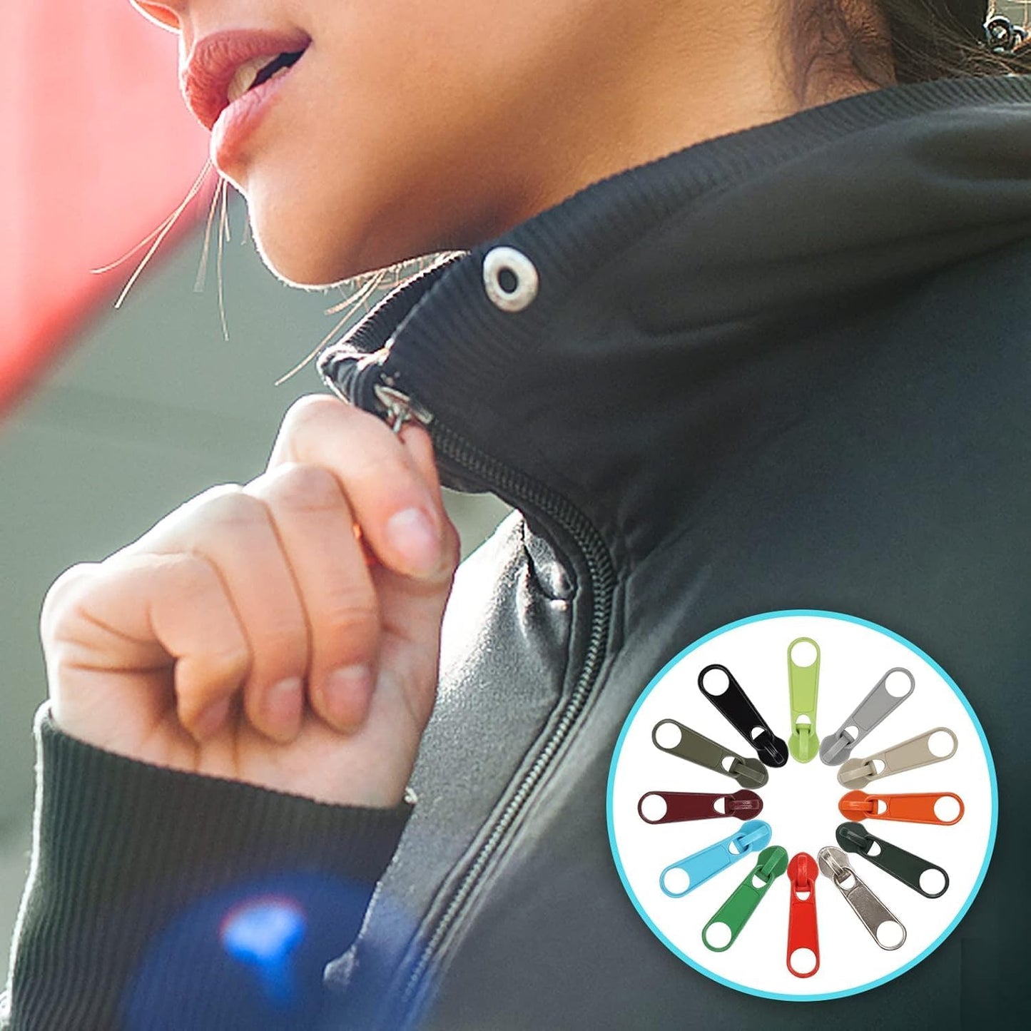 DOITEM 96Pcs Zipper Repair Kit - 12 Colors, 3# Zipper Pulls, Rescue Kit for Clothing, Jackets, Purses, Luggage, Backpacks