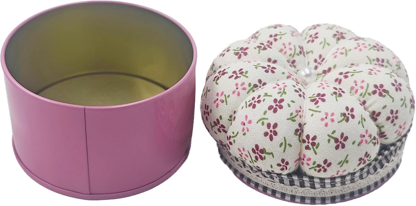 pson Pumpkin Shaped Pin Cushion with Storage Box, Cute Sewing Needle Holder for Quilting, DIY Crafts, Needlework, Sewing(Flowery)