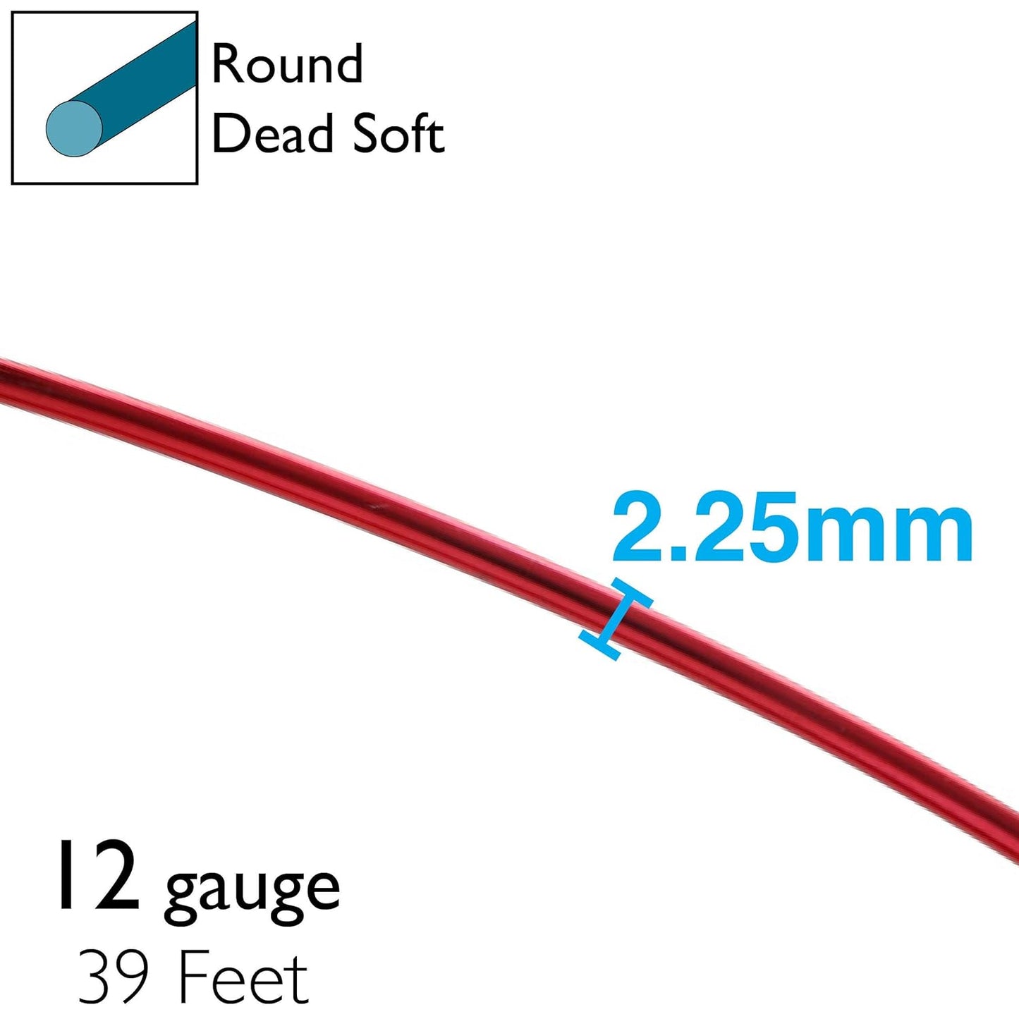 The Beadsmith 12-Gauge Anodized Aluminum Wire for Jewelry Making, Metal Wire for Wrapping (Red)