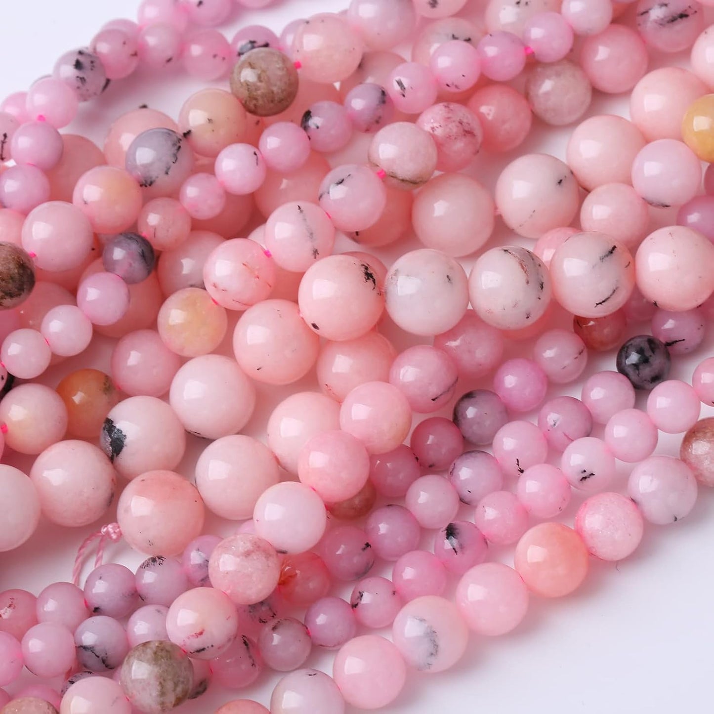 32PCS 12MM Natural Pink Opal Stone Beads for Jewelry Making DIY Energy Stone Healing Power Bracelet 15"