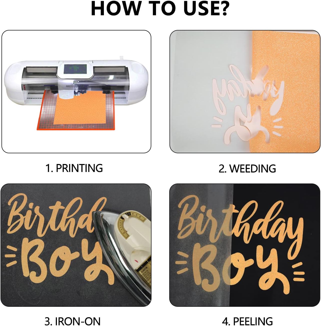 guangyintong Glow Glitter Orange Yellow Heat Transfer Vinyl HTV Rolls, 12" x 8ft Iron on Vinyl for T-Shirts, Glitter HTV Vinyl for All Cutter Machines Easy to Cut & Weed for DIY Design