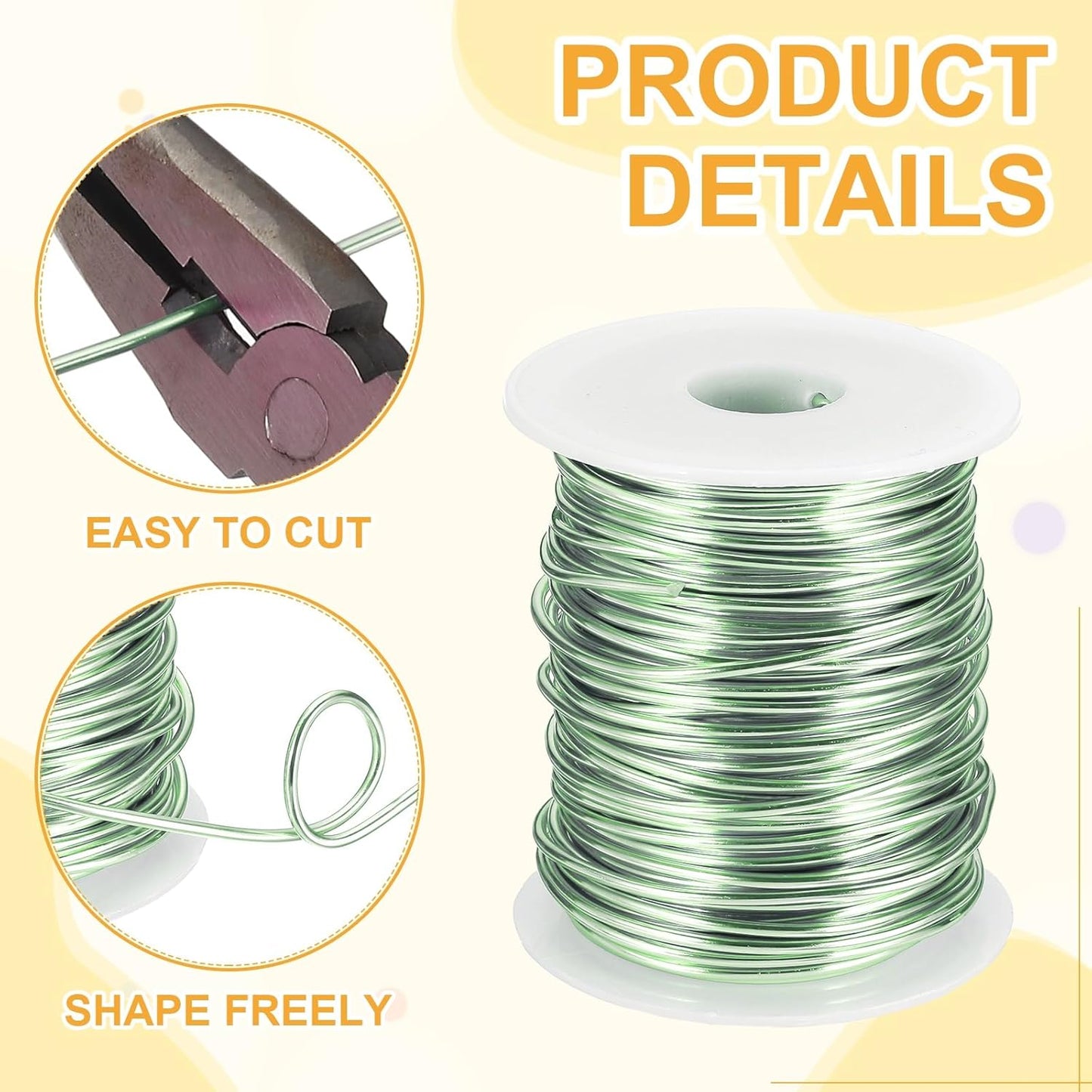 uxcell 12 Gauge / 2mm Anodized Aluminum Wire for Jewelry Craft Making, 102 Feet Bendable Flexible Wire for DIY Home Decor Gardening Sculpture, Grass Green