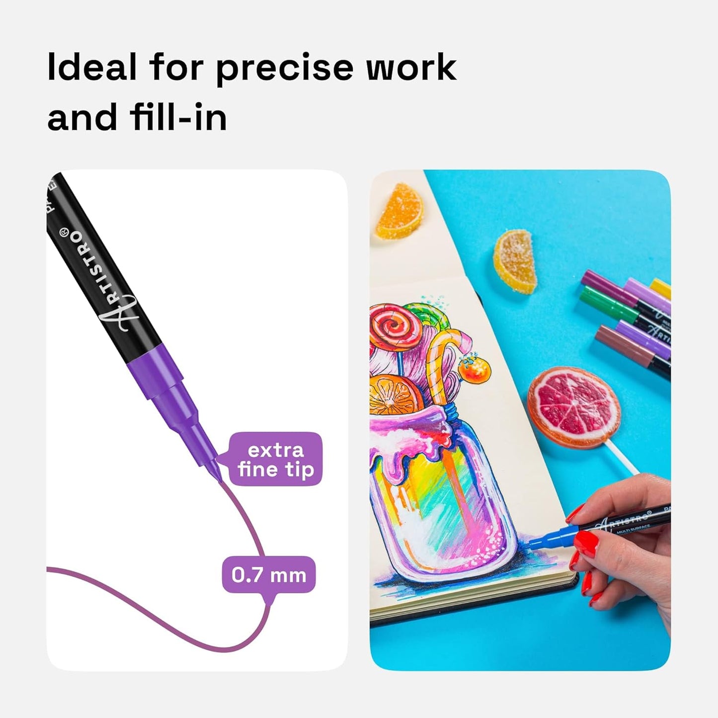 ARTISTRO 30 Acrylic Paint Pens, Art Set Acrylic Paint Markers, Fabric Markers for Textile, Canvas, Rock, Glass, Wood, Paper, DIY, for Kids and Adults, Extra Fine