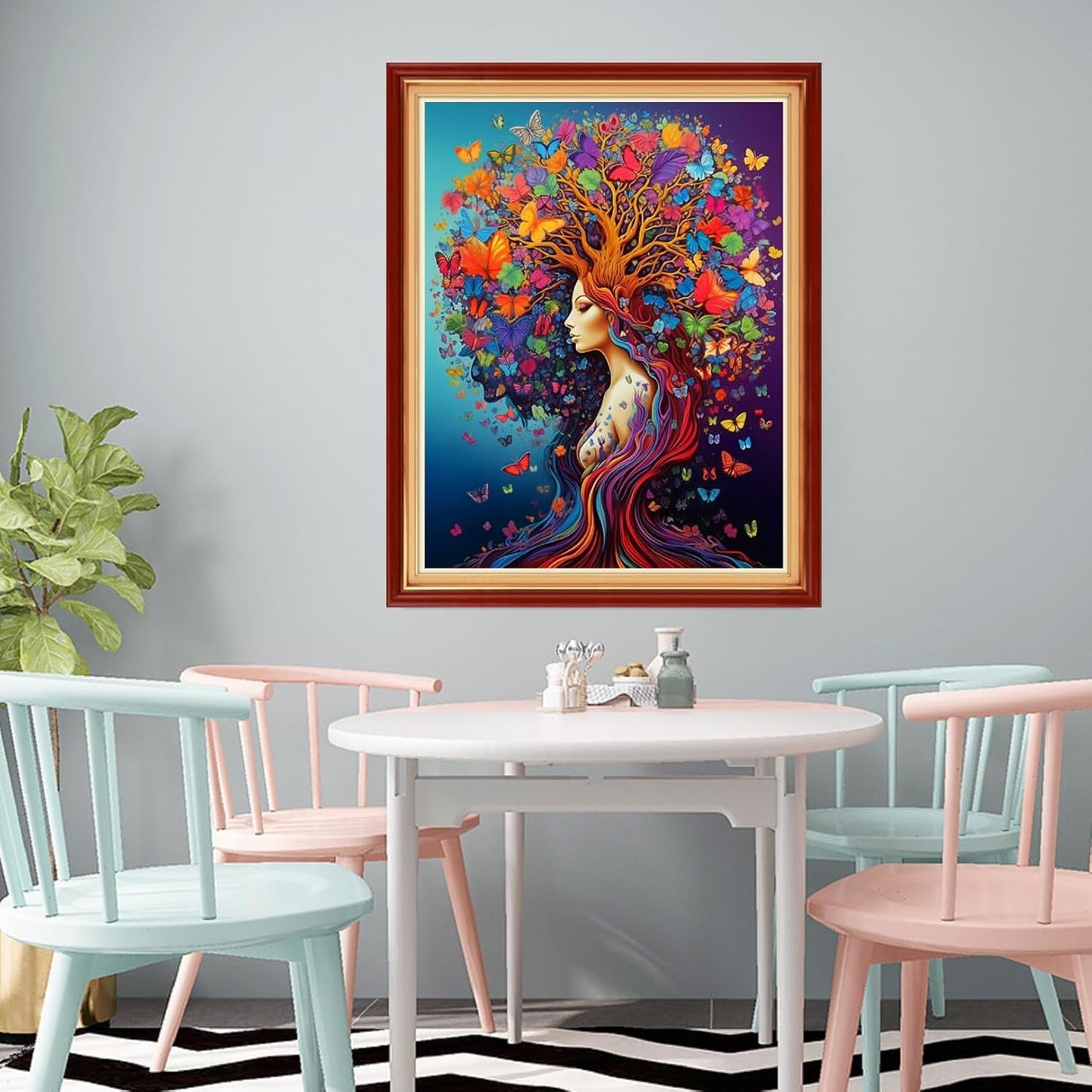 Redxing Stamped Cross Stitch Kits Full Range of Embroidery Starter Kits- Needlepoint Counted Cross Stitch Kits for Beginner Adults 11CT Printed Embroidery Kit-Butterfly Girl 16x20 inch