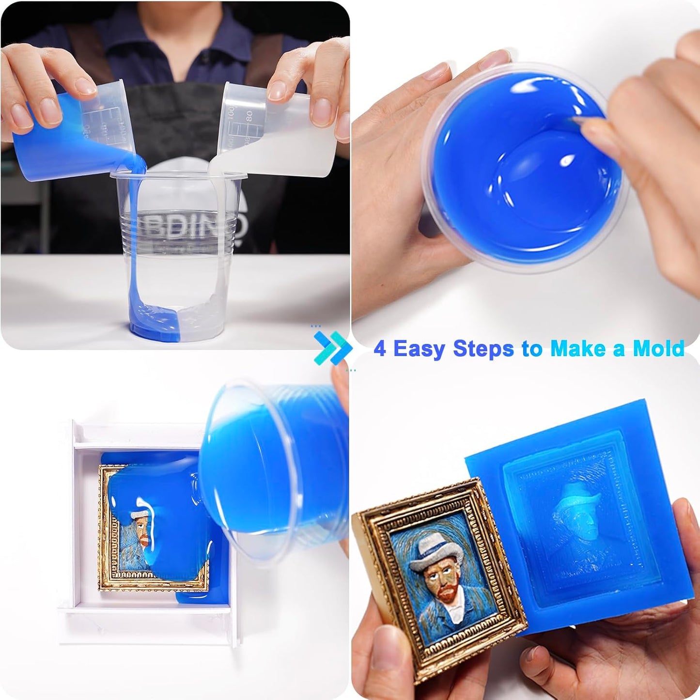 BBDINO Silicone Mold Making Kit 30A 4.4 lbs Translucent, High Strength Liquid Silicone Rubber for Molds Making,1:1 by Volume Ideal for Casting Resin/Silicon/Soap/Concrete Molds