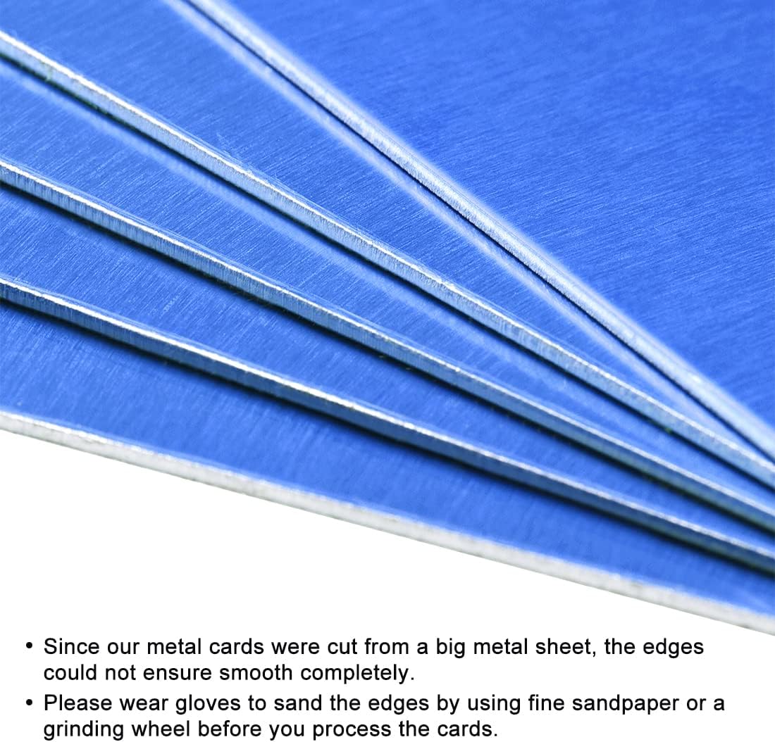 uxcell Blank Metal Card 100x50x0.8mm Anodized Aluminum Plate for DIY Laser Printing Engraving Blue 5 Pcs