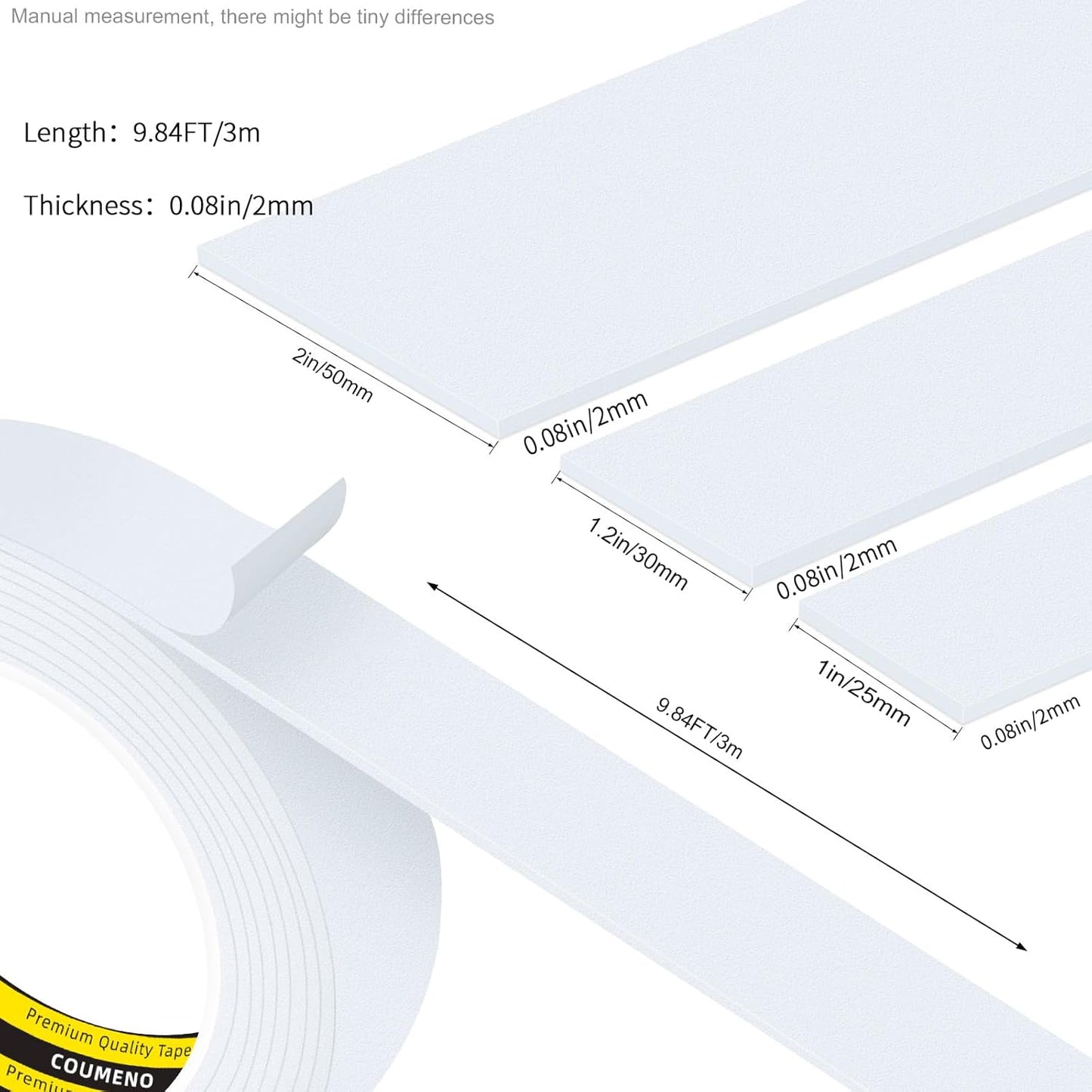 EVA Single-Sided Adhesive White Foam Tape, Single-Sided Sealing Strip Foam Pad Sponge Tape Window Weatherproof, Self-Adhesive Insulation Sealing Tape (White) 1.2inX9.84FT