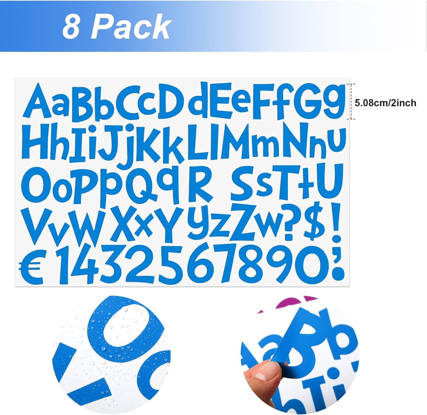 TaoBary 544 Pcs 2 Inch 16 Sheets Large Letter Stickers, Upper and Lower Case, Adhesive Vinyl Alphabet Sticker for Bulletin Board, Poster, Bottle, DIY, Notebook(Colorful,2 Inch)