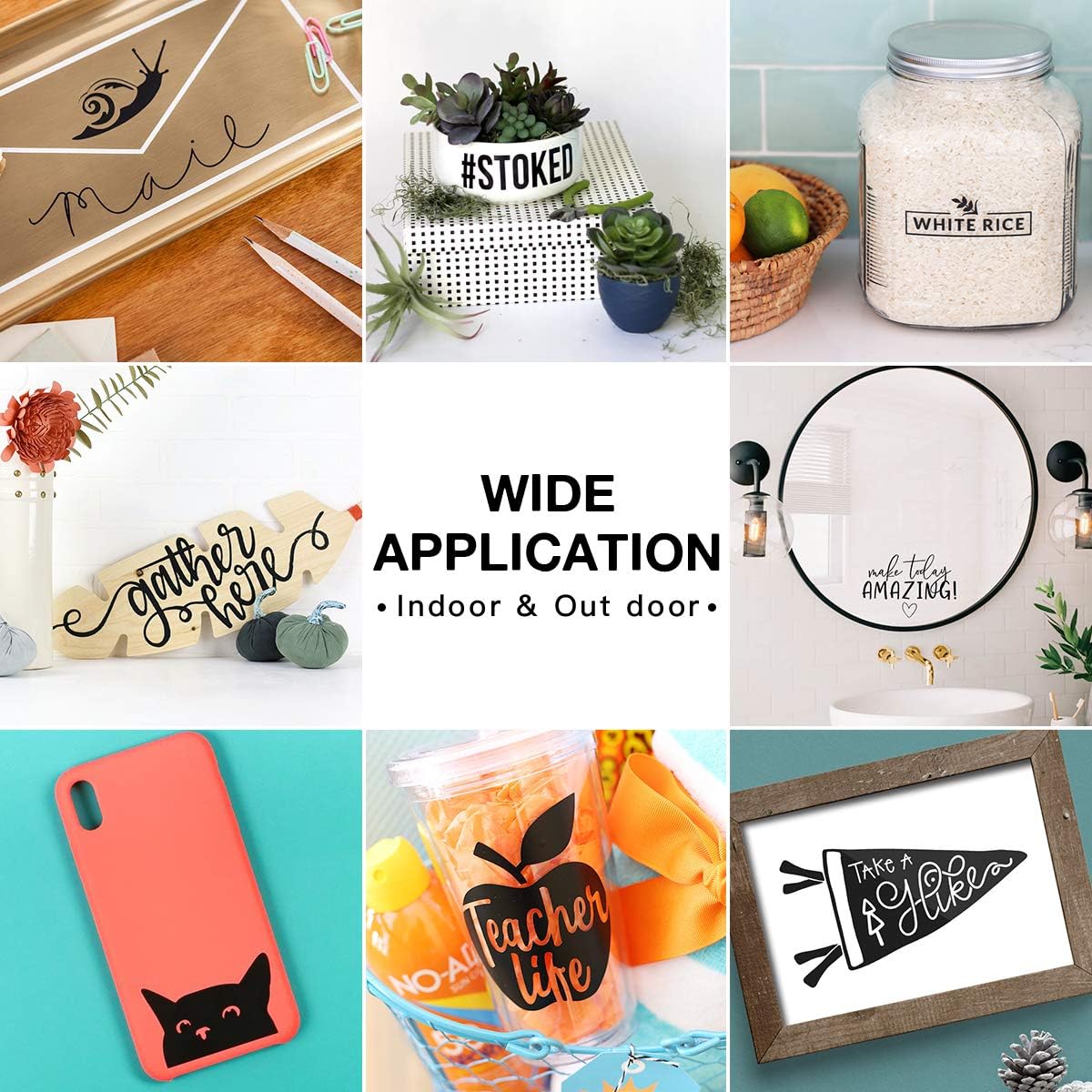 HTVRONT Black Permanent Vinyl, 12" x 40 FT Black Adhesive Vinyl Roll for All Cutting Machine, Silhouette, Cameo Cutters, Signs, Scrapbooking, Craft, Die Cutters