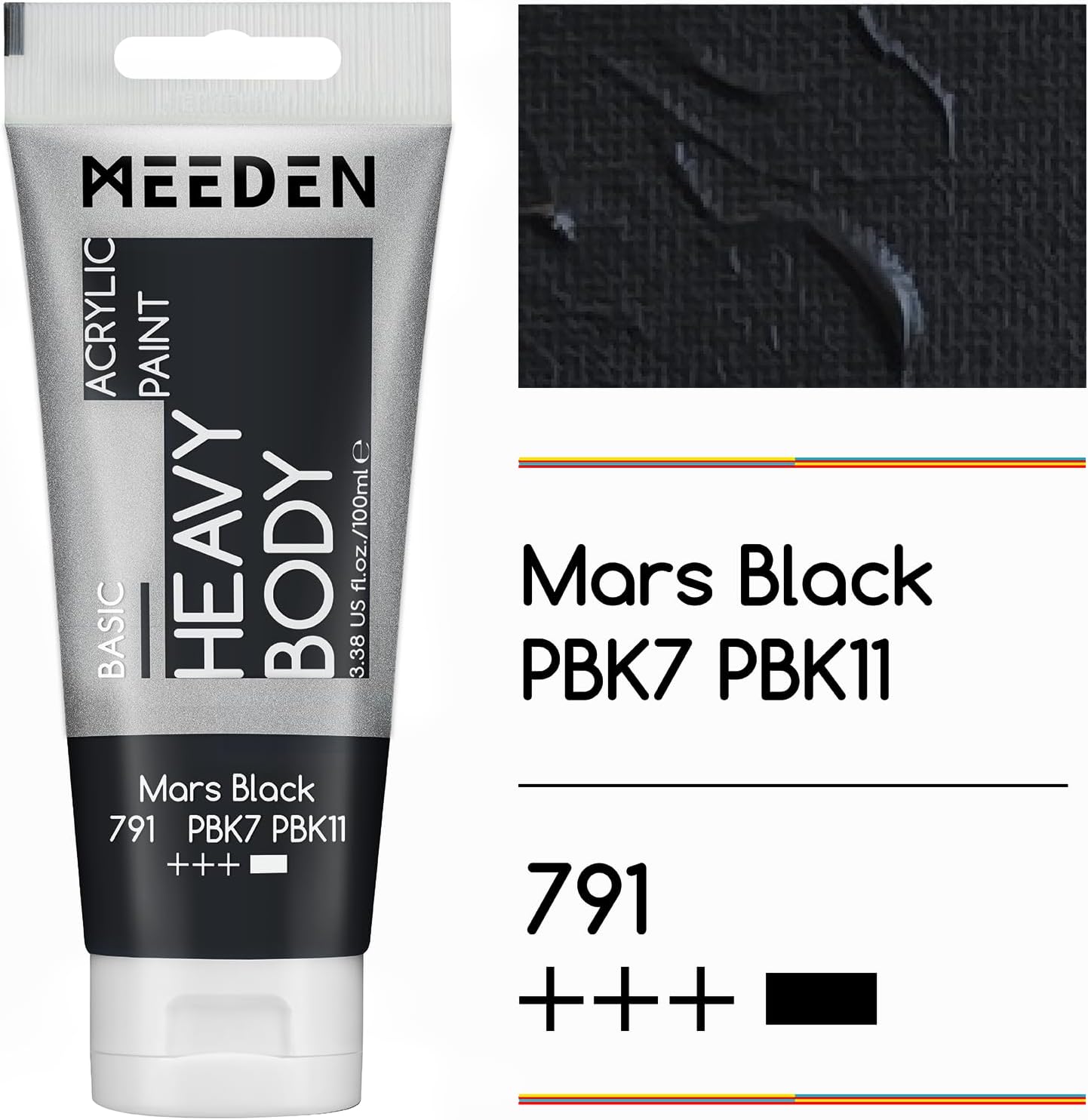 MEEDEN Acrylic Paint Mars Black: Bundled with Titanium White Color - 100ml/3.38oz x 2 Bulk Heavy Body Acrylic Paint Tubes for Art Craft Painting