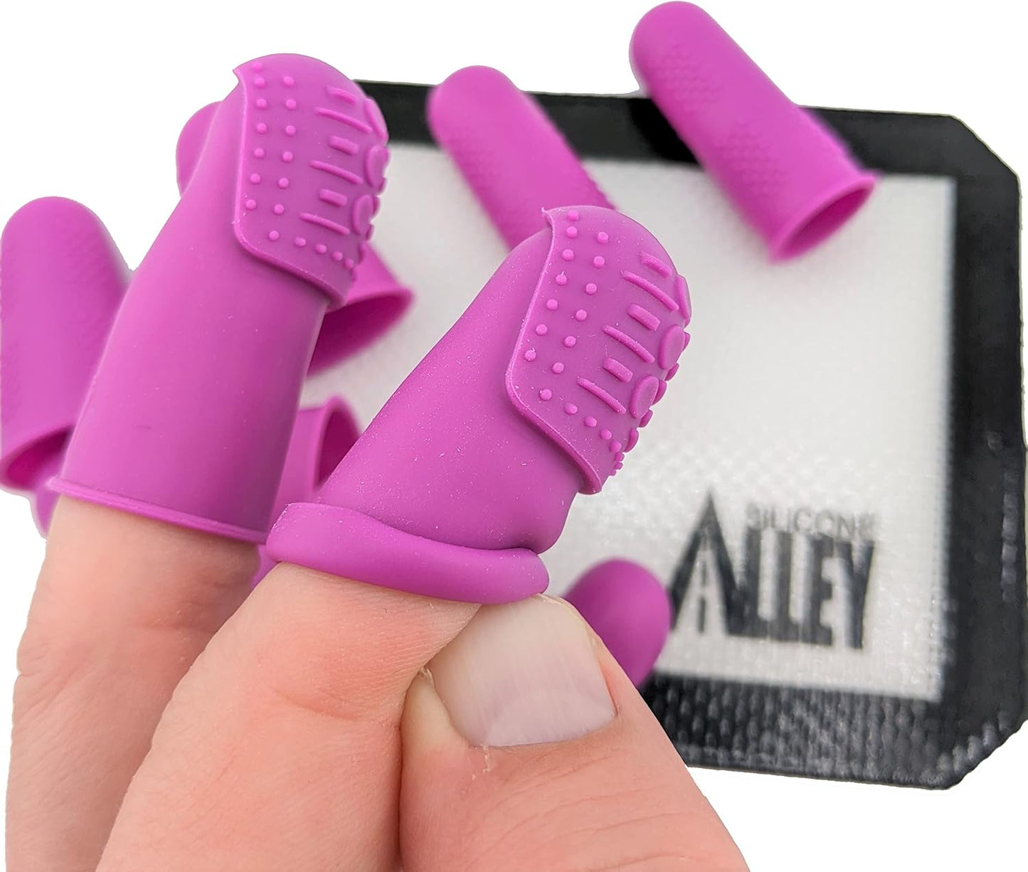 Finger Protectors | X-Thick Protection (3) - Medium Index | Standard Size Small (3) Medium (3) | Silicone Non-Stick Mat (1) for Hot Glue | Butterfly-Pins (Not Heat Resistant) for Sewing