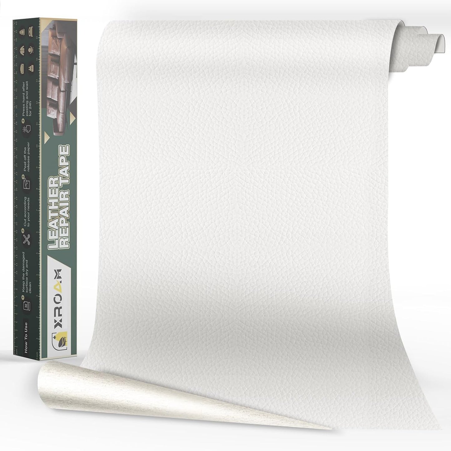 Leather Repair Tape, 16x40 inch Leather Patches for Furniture, Self Adhesive Leather Repair Patch for Sofas, Couches, Leather Covers, Seats, Chairs, Vinyl Repair Tape White