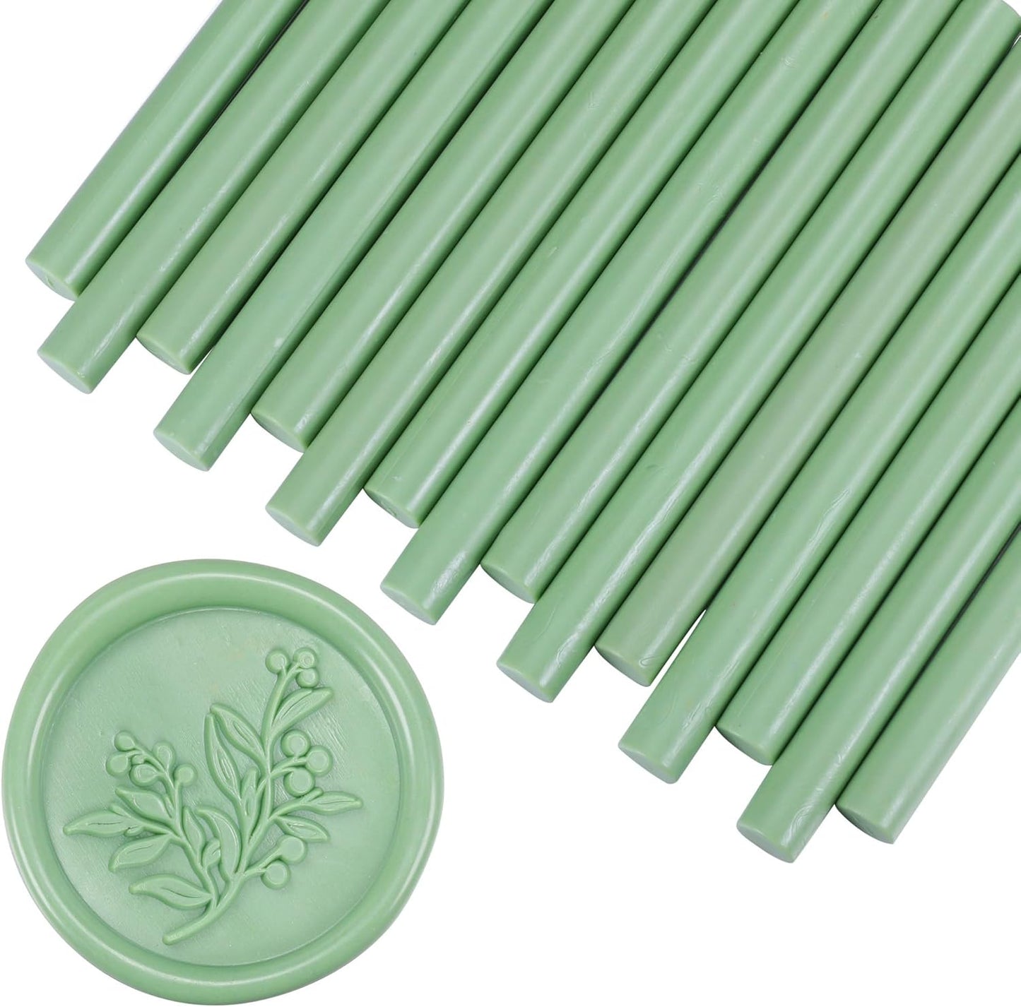 Yoption 15 Pieces Sage Green Glue Gun Sealing Wax Sticks for Wax Seal Stamp, Great for Wedding Invitations, Envelopes, Cards, Christmas Gift Ideas, Wine Packages
