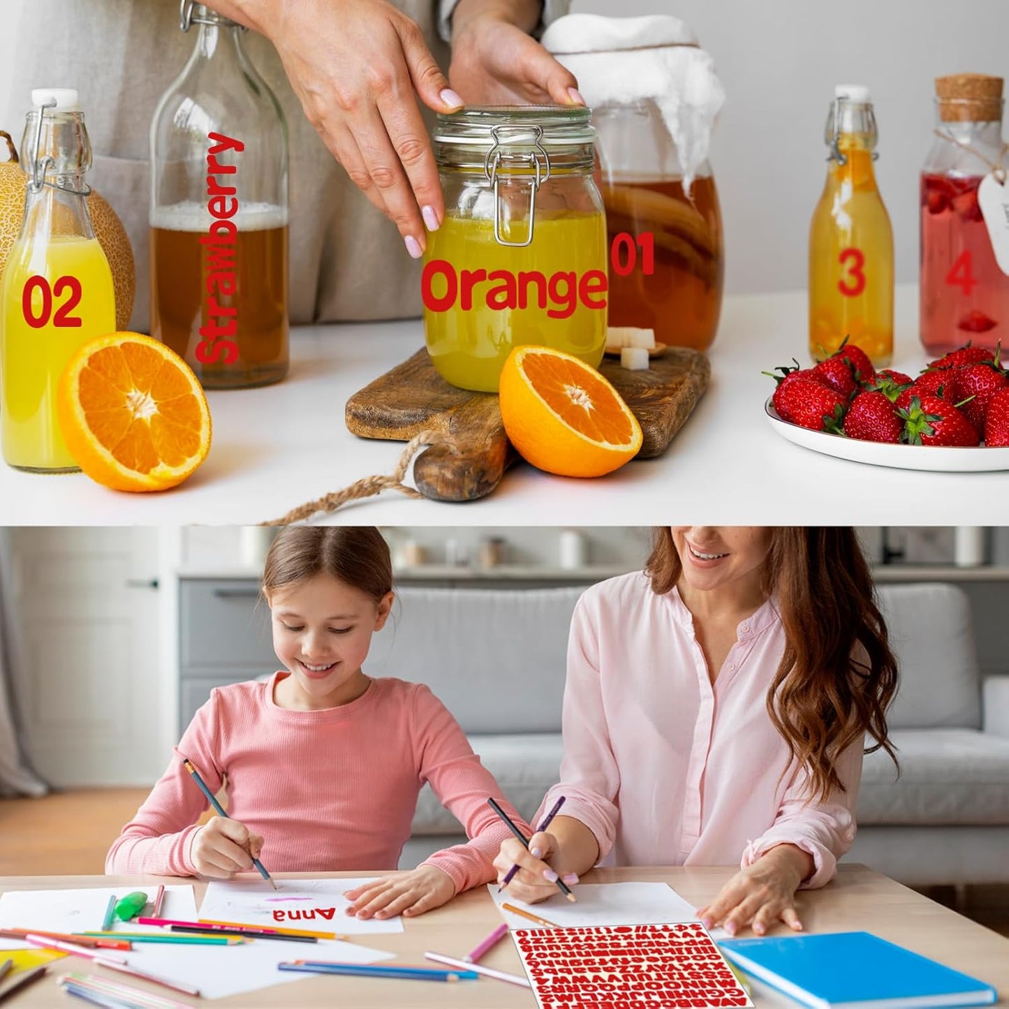 Alphabet Stickers 1'' 12 Red Letter Stickers, Self Adhesive Vinyl Mailbox Numbers, for Home Decor