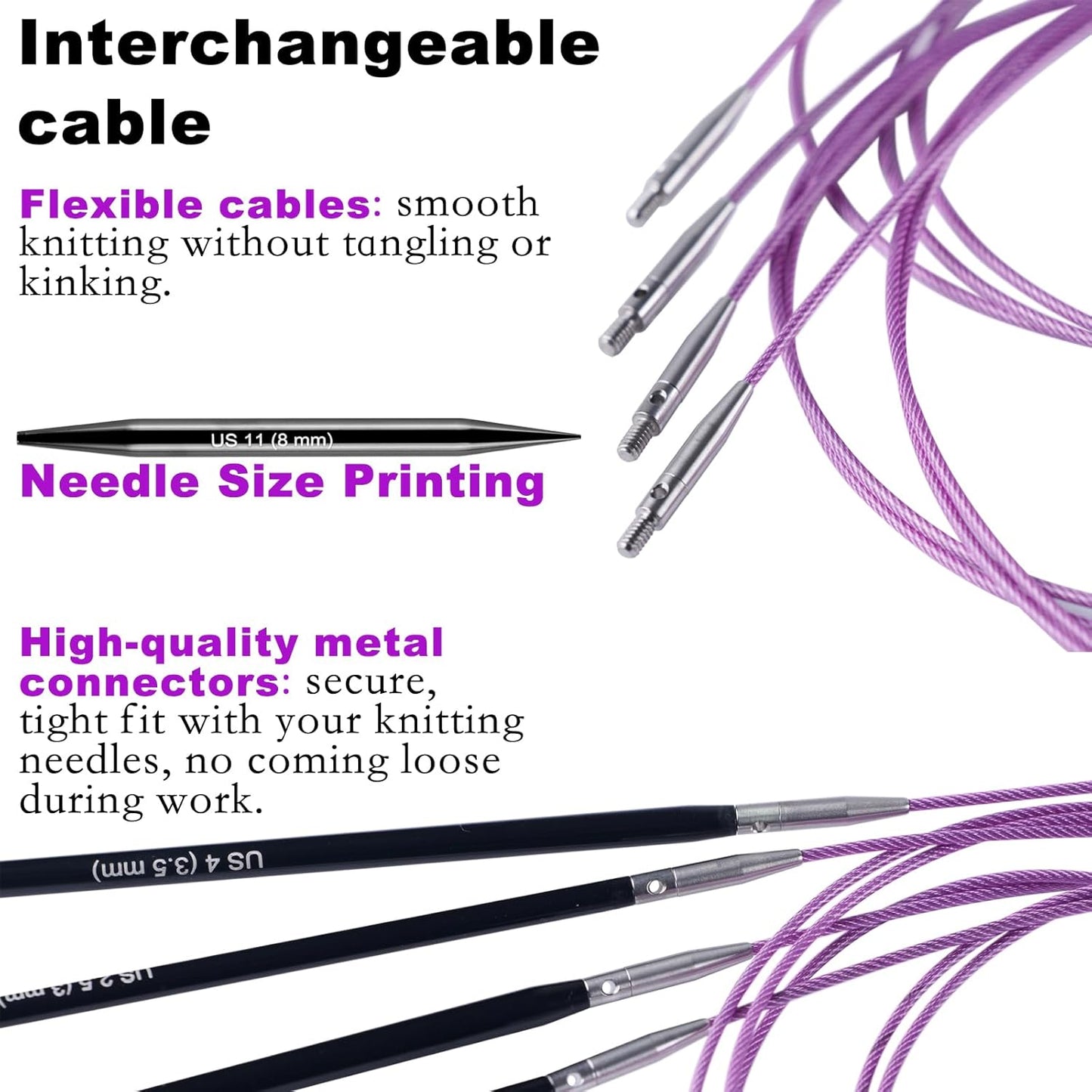 Svartur Interchangeable Circular Knitting Needles Set, with Assorted Circular Knitting Needles and Cables, Accessories and Case, 9 Pairs