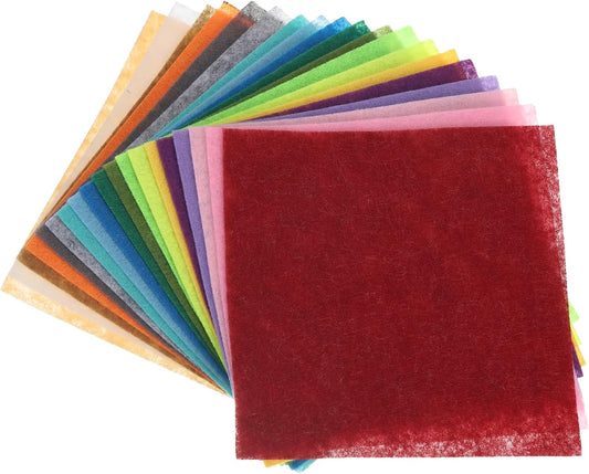 MECCANIXITY Felt Square Shape Craft Felt Sheets 5.91Inch x 5.91Inch for Home Decor Party Crafting Art, 20 Colors, Pack of 100
