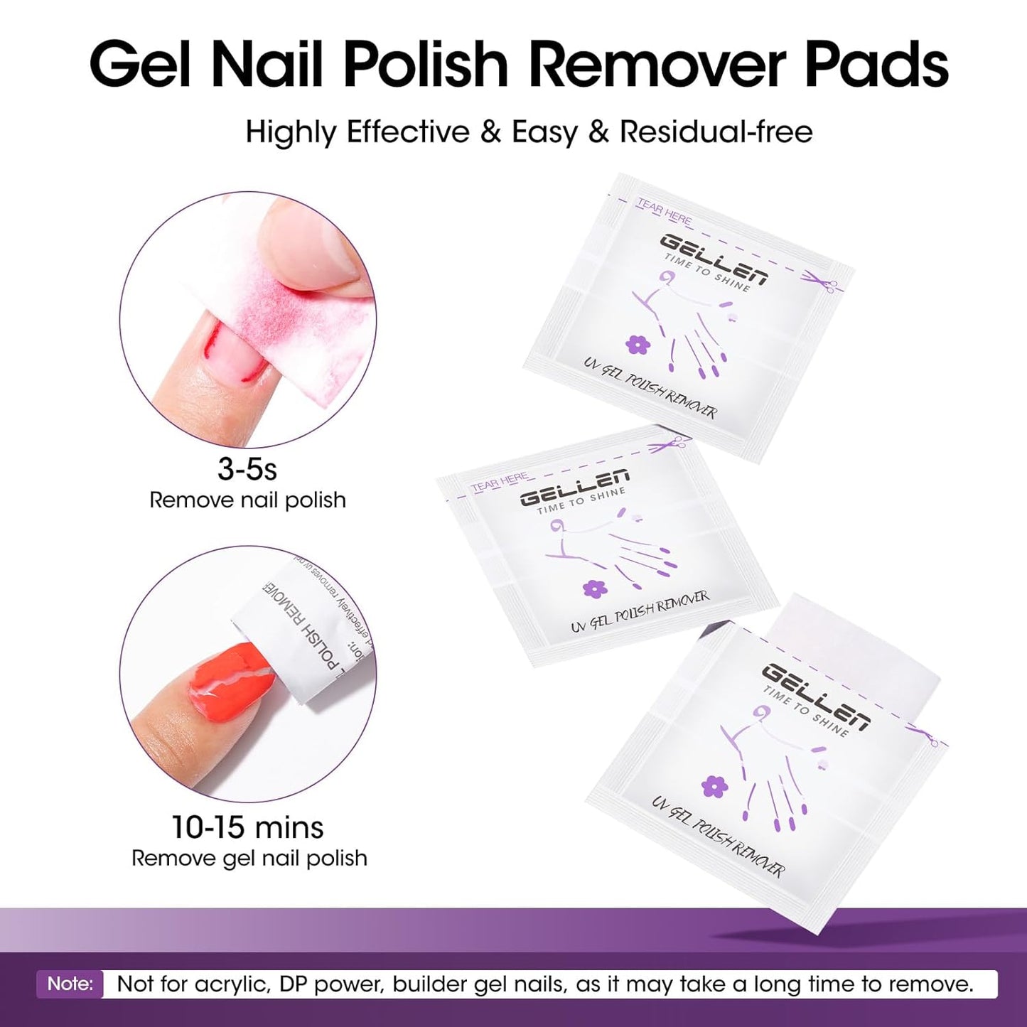 Gellen Gel Polish Remover Pad Kit, Acetone Polish Remover Pads & Alcohol Pads Cleanser Wipes, 400 Pack Travel Kit Professional Individually Wrapped Quick Easy with Glycerin Moisturizing