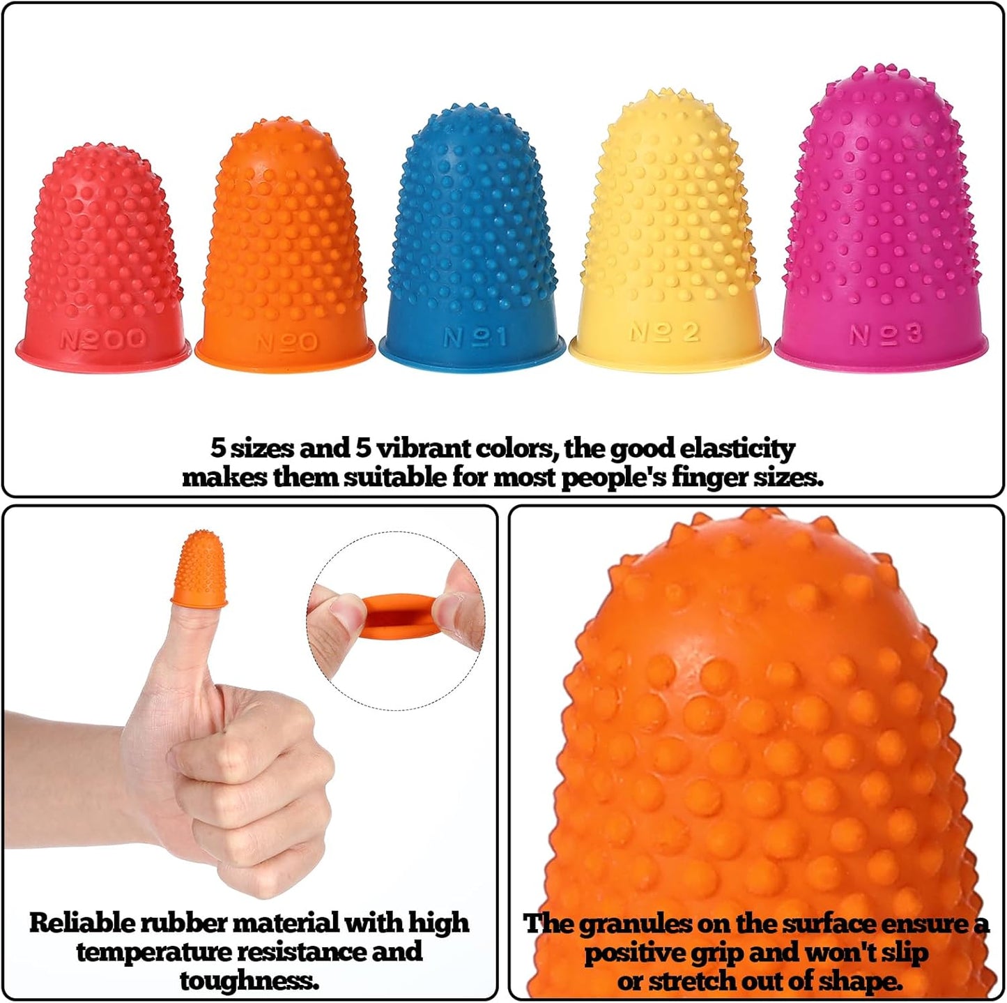 25 PCS Silicone Finger Protectors, Rubber Fingers Tips, Rubber Finger Tips Office, Rubbers Thimbles for Knitting, Sewing and oOther Processes