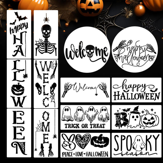 Halloween Stencils for Painting Large Skeleton Porch Stencils Ghost Boo Spooky Stencil for Porch Sign Door Mats Fabrics DIY Crafts Decor