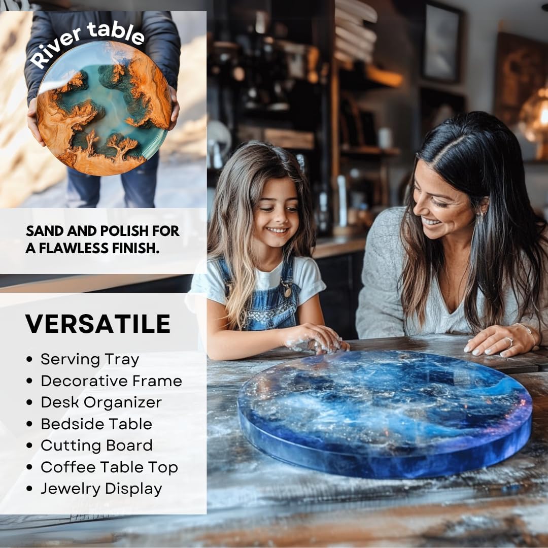 Alaskey® Premium Round Resin Table Silicone Mold 14"x2" and 10"x2" | Durable, Reusable, No Seal Required | Large Epoxy Resin Mold for DIY River Table, Coasters, Cutting Boards, Charcuterie, and Crafts