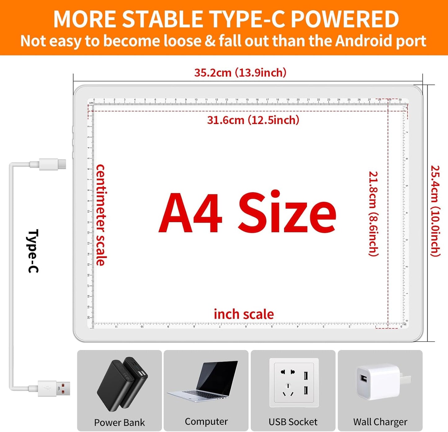 Elice Magnetic A4 Light Board for Diamond Painting, Ultra-Thin Tracing LED Light Box with Side Buttons, Super Bright Diamond Art Light Pad, Light Table for Drawing, Sketching, Weeding Vinyl - White