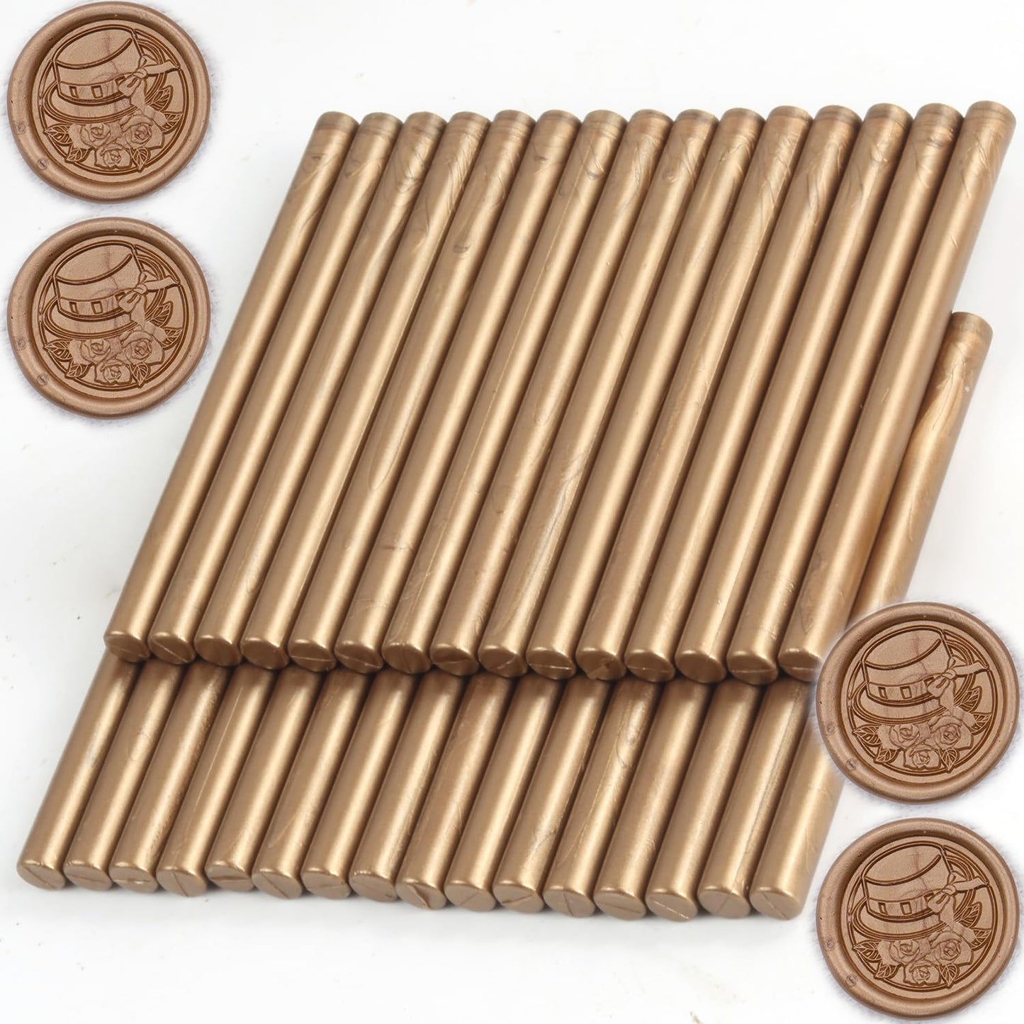 Bronze Wax Seal Sticks, 30pcs Sealing Wax Sticks, HOSEALING Glue Gun Wax Seal Sticks for Wax Seal Stamp, Premium Sealing Wax for Wedding Invitations, Letter, Envelope (Mini Size)