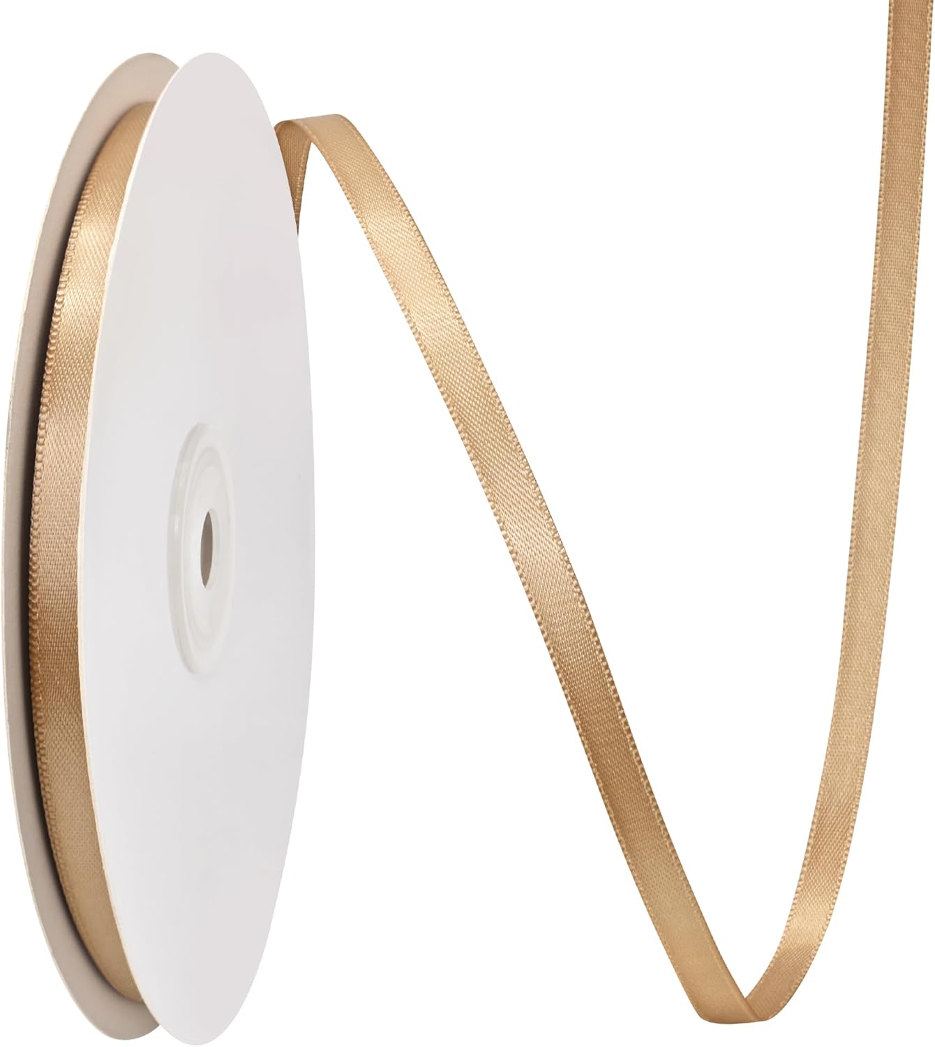 Champagne Gold Satin Ribbon 1/4" X 50 Yards Solid Color Double Faced Ribbons Perfect for Crafts Wedding Decor Bow Making Arts Sewing and More