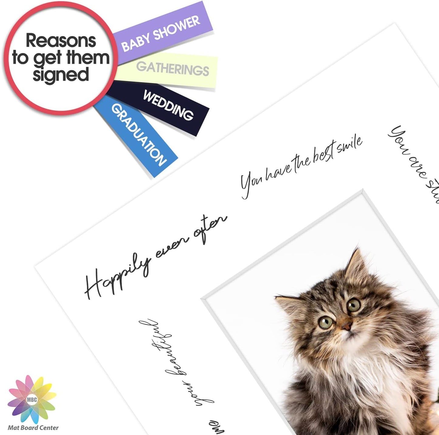 Mat Board Center, Pack of 20, 8x10 for 4x6 White Photo Picture Mats - Acid Free, 4-ply Thickness, White Core - for Pictures, Photos, Framing