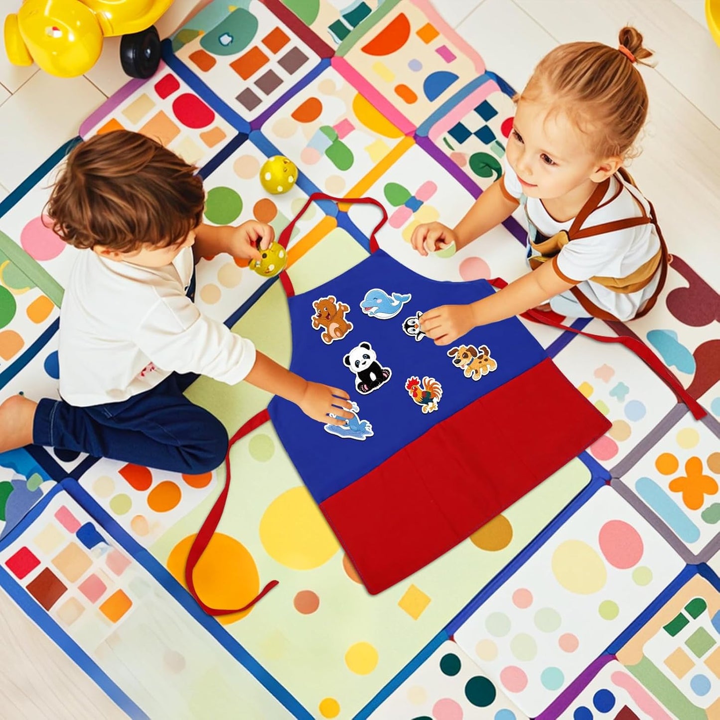 Felt Aprons for Toddlers & Kids - 3 Pocket Educational Storytelling Apron for Preschool, Autism, Classroom, and Homeschooling - Durable, Washable, and Interactive Learning Tool