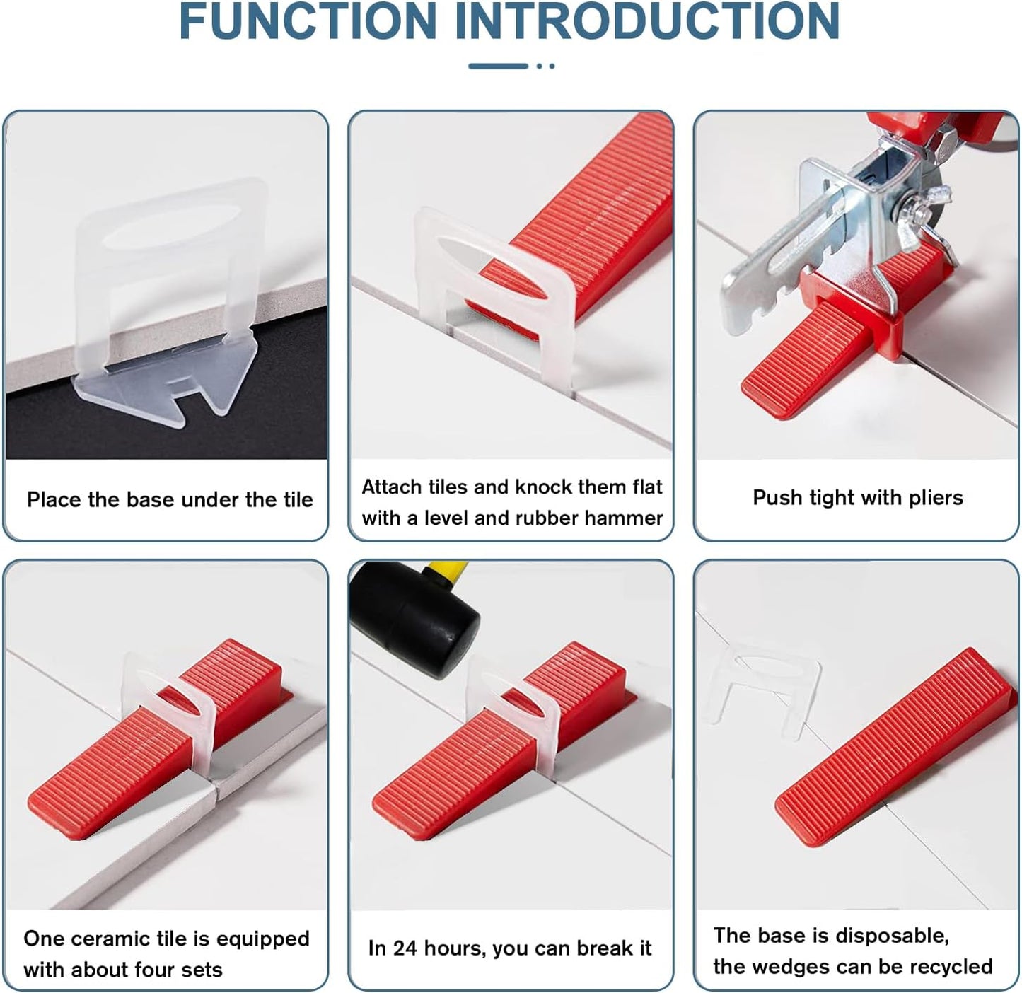Tile Leveling System Clips 1/16" Tile Leveler Clips 1.5mm 2000 Pcs DIY Tile Leveler Spacers for Professional Ceramic Tile and Stone Installation