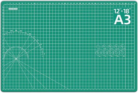 DIYSELF Cutting Mat - 12in18in, Self Healing, Double Sided, A3, Rotating, Ideal for Crafts, Sewing, Quilting