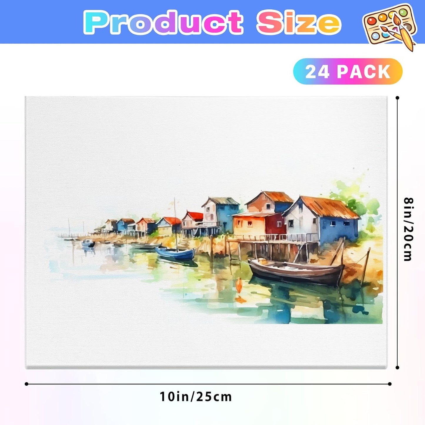 Jeffbaubl 24 Pack Canvas Boards for Painting,8 x 10 inch Cotton Canvas Panels,Gesso Primed Acid-Free Painting Canvases,Blank Canvases for Acrylic Watercolor Oil Tempera Paints