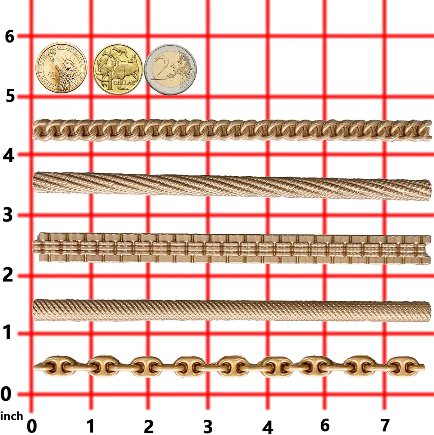 FUNSHOWCASE Chains Mold for Polyclay Air Dry Clay Plaster, 4719, 6 Trimmings #4719