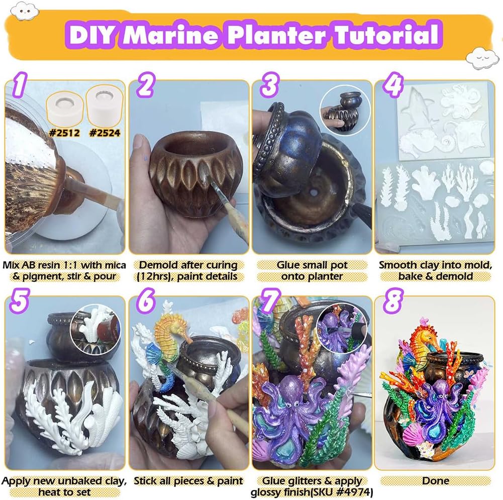 Mermaid and Sea Creatures Clay Molds for Crafts