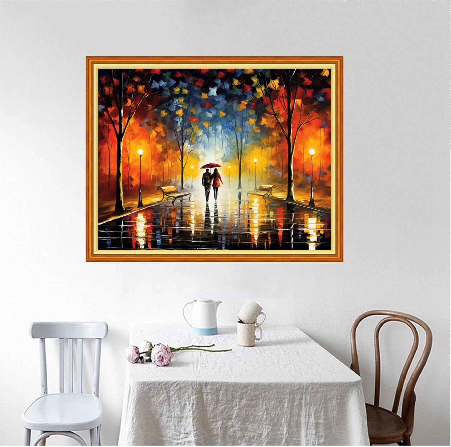 Foxhool Beginners Cross Stitch Kits Stamped Full Range of Embroidery Kits for Adults DIY Cross Stitches kit Embroidery Patterns for Needlepoint kit-Romantic Stroll 16x20 inch