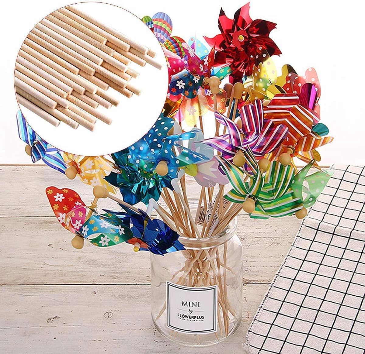 HOPELF 100PCS Dowel Rods - 1/8 x 12 Inch Bamboo Sticks - for Crafts, Cake Dowels and DIYers