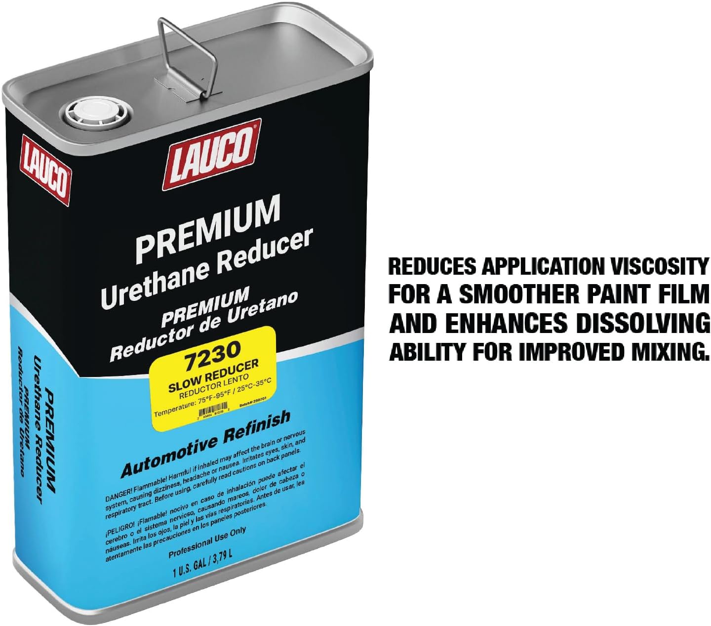 LAUCO Slow Urethane Grade Reducer (7230), 2 Gallons, 75°F - 95°F - For Automotive Paint and Industrial Paint Use - High Performance Automotive Grade