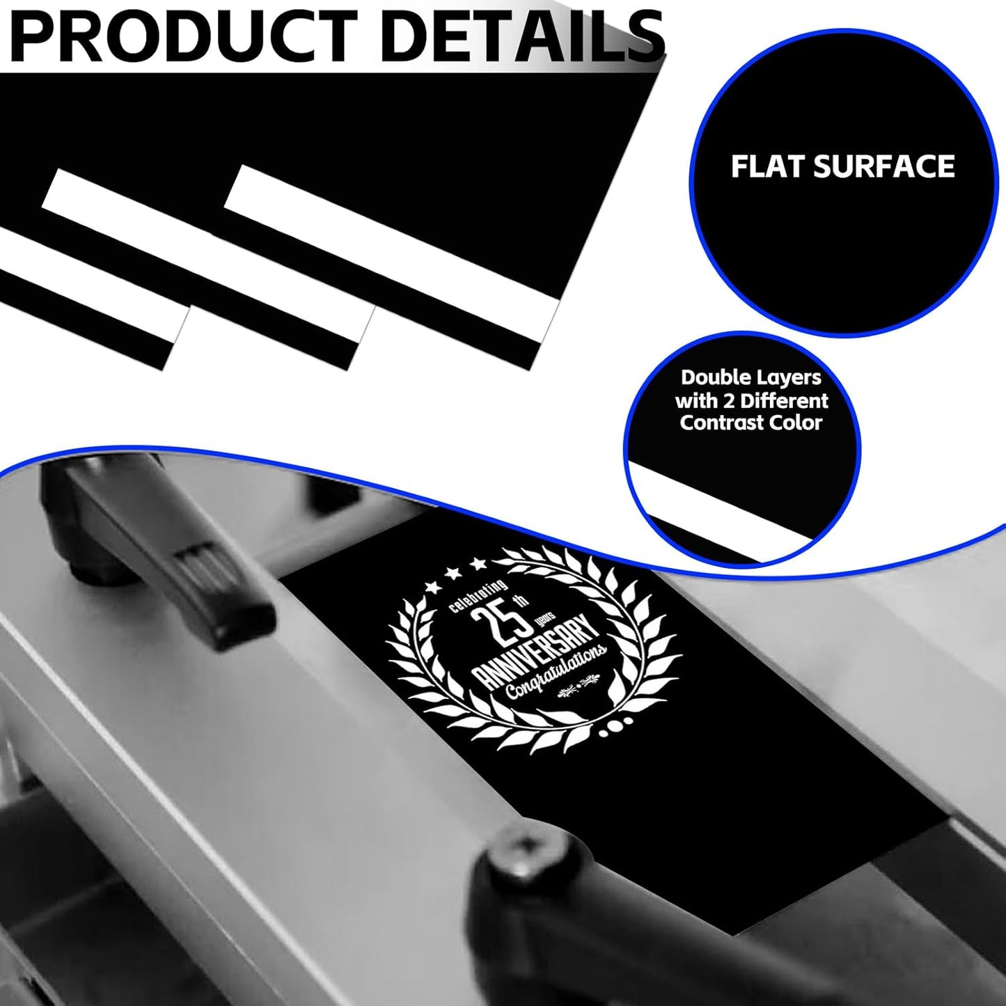 5PCS Laser Engraving Double Color ABS Plastic Sheet,Two-Tone Laserable Engraving Plastic Sheets for Name Badge,Office Label,Laser Artistic Product,Size 11.73" x 11.73",Black/White