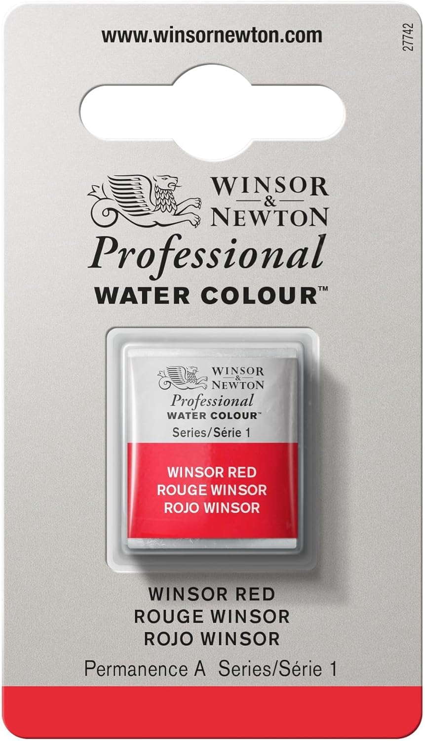 Winsor & Newton Professional Water Colour Paint, Half Pan, Winsor Red