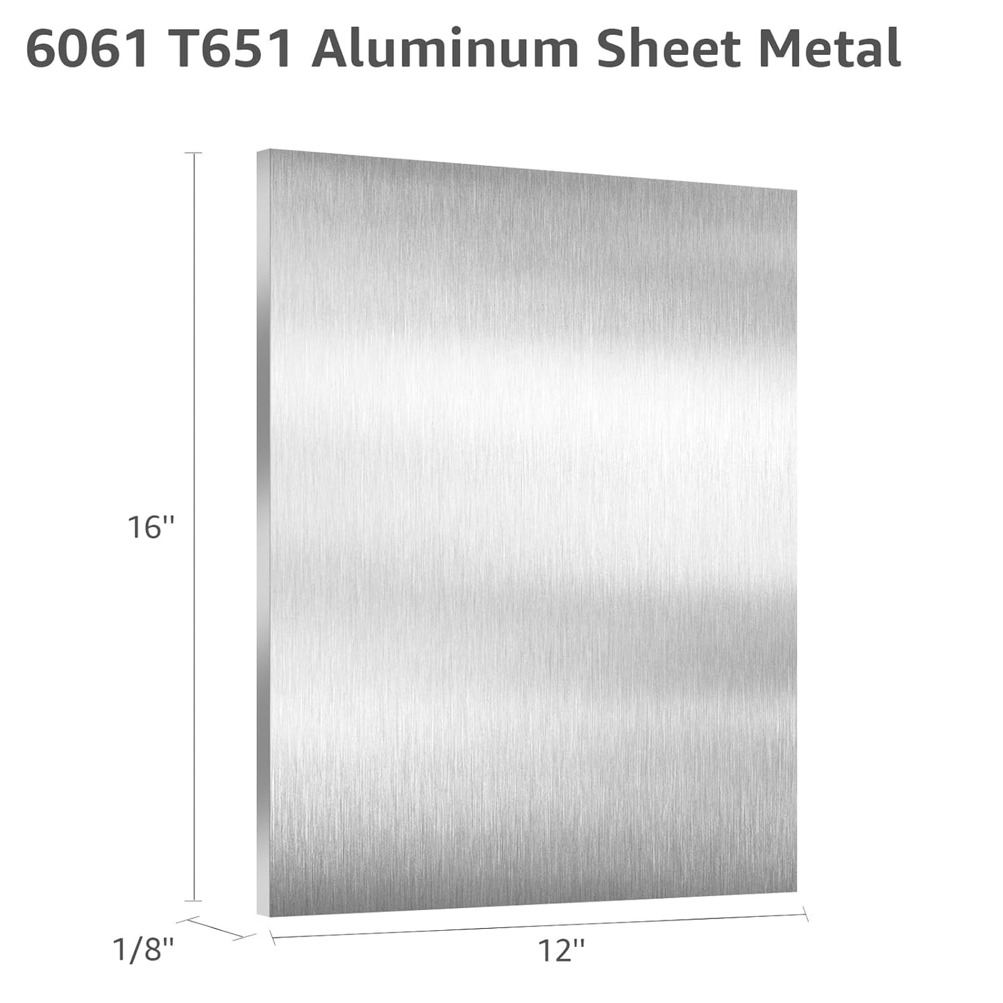 6061 T651 Aluminum Sheet Metal 12" x 16" x 1/8" (0.125") Rectangle Metal Plate Covered with Protective Film, 3mm Flat Aluminum Plate for Crafting and Industry
