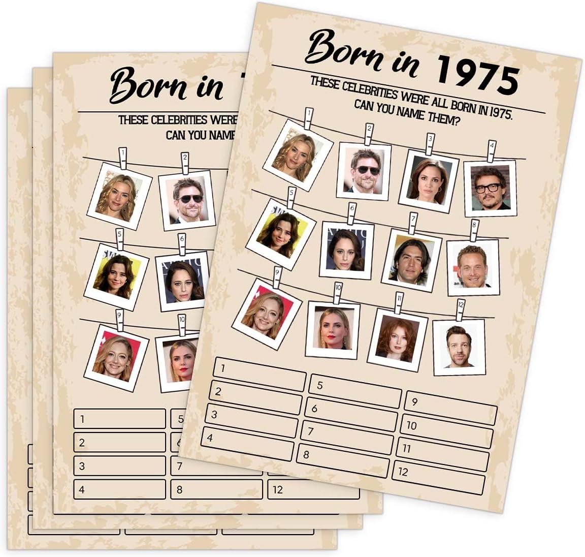 50th Birthday Party Games, Born in 1975 Games, Birthday Party Supplies for Adults, Fun 1975s Party Game，Pack of 30 Cards
