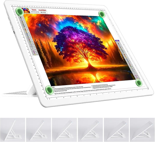 TOHETO Rechargeable A3 Light Board with Stand, Super Bright Magnetic Light Pad with Side Buttons, Wireless Light Box for Tracing and Drawing, Cordless LED Light Table for Diamond Painting, Sketching