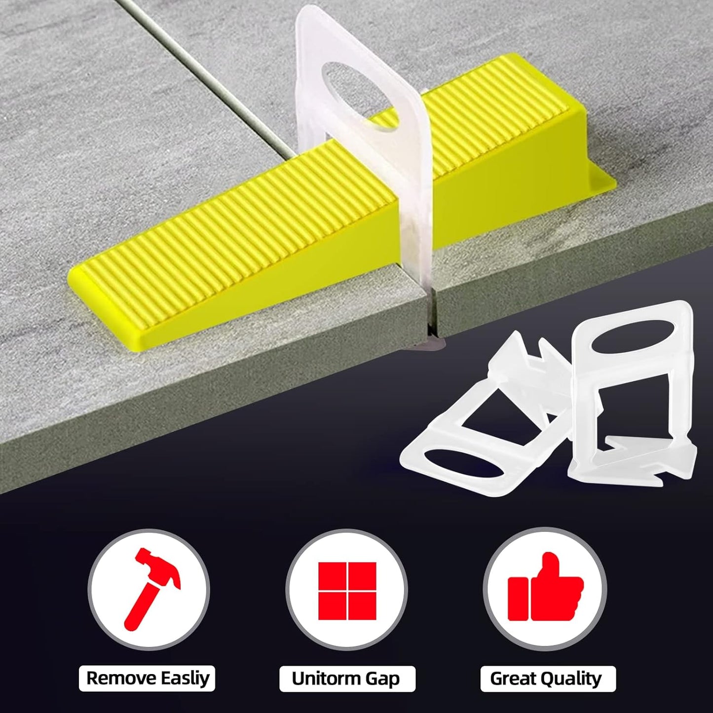 1/8” Tile Leveling System Spacers 4000 PCS Tile Leveling Clips Kit Prevent Tile lippage Leveler Spacers for DIY Professional Ceramic Tile and Stone Installation (1/8 IN, 4000)