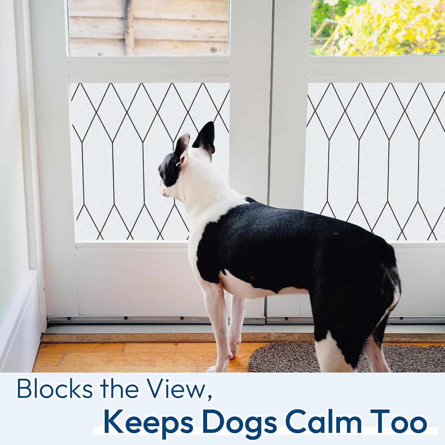 rabbitgoo Window Privacy Film for Glass Windows, Frosted Glass Cling with Decorative Moroccan Lattice, Removable Heat Control Sun Blocking Door Covering Sticker for Home Bathroom, 23.6 x 157.4 inches